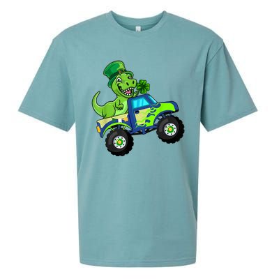 St Patricks Day Cute Dinosaur Monster Truck Gift Kid.s Boys Sueded Cloud Jersey T-Shirt