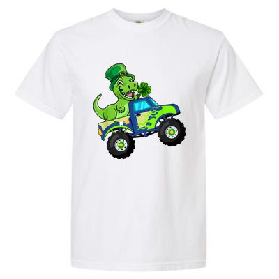 St Patricks Day Cute Dinosaur Monster Truck Gift Kid.s Boys Garment-Dyed Heavyweight T-Shirt