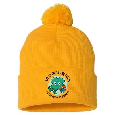 St Patrick's Day American Football Shamrock Clover Rugby Meaningful Gift Pom Pom 12in Knit Beanie