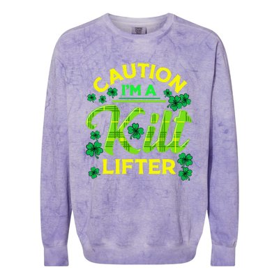 St Patrick's Day Caution I'm A Kilt Lifter Colorblast Crewneck Sweatshirt