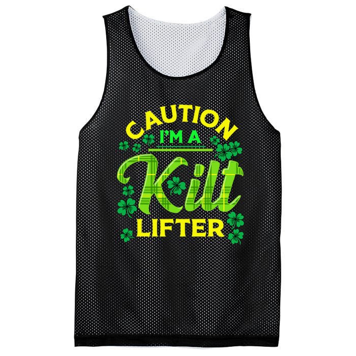 St Patrick's Day Caution I'm A Kilt Lifter Mesh Reversible Basketball Jersey Tank