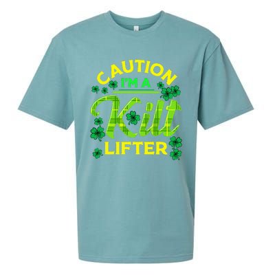 St Patrick's Day Caution I'm A Kilt Lifter Sueded Cloud Jersey T-Shirt