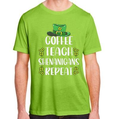 St Patricks Day Teachers Design For Teacher Who Loves Coffee Adult ChromaSoft Performance T-Shirt