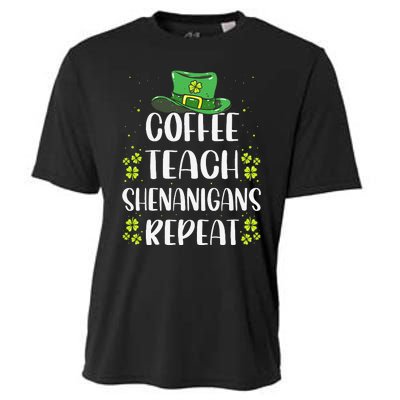 St Patricks Day Teachers Design For Teacher Who Loves Coffee Cooling Performance Crew T-Shirt