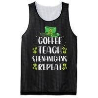 St Patricks Day Teachers Design For Teacher Who Loves Coffee Mesh Reversible Basketball Jersey Tank