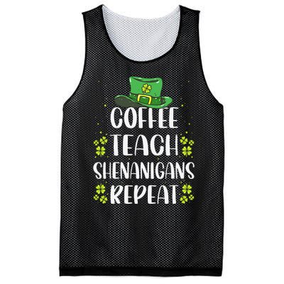 St Patricks Day Teachers Design For Teacher Who Loves Coffee Mesh Reversible Basketball Jersey Tank