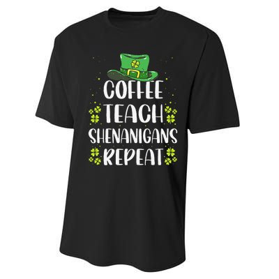 St Patricks Day Teachers Design For Teacher Who Loves Coffee Performance Sprint T-Shirt