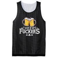 St Patricks Day Cheers Fuckers Funny Beer Drinking Mesh Reversible Basketball Jersey Tank