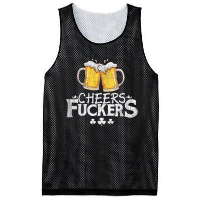 St Patricks Day Cheers Fuckers Funny Beer Drinking Mesh Reversible Basketball Jersey Tank