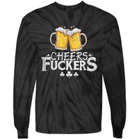 St Patricks Day Cheers Fuckers Funny Beer Drinking Tie-Dye Long Sleeve Shirt