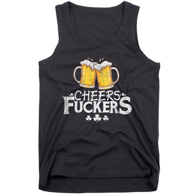 St Patricks Day Cheers Fuckers Funny Beer Drinking Tank Top