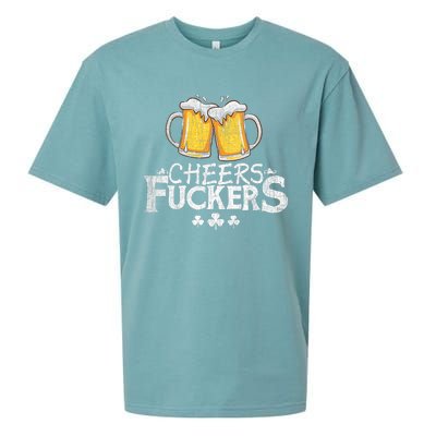 St Patricks Day Cheers Fuckers Funny Beer Drinking Sueded Cloud Jersey T-Shirt