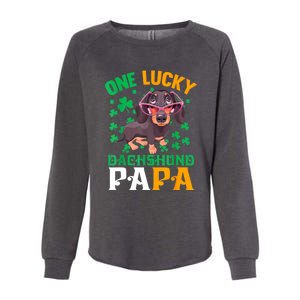 St. Patricks Day Three Cute Dogs One Lucky Dachshund Papa Gift Womens California Wash Sweatshirt