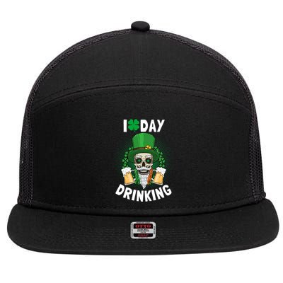 St Patricks Day I Love Day Drinking Funny Gifts Beer Lover 7 Panel Mesh Trucker Snapback Hat