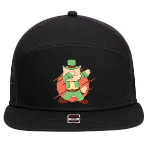 St Patrick's Day Cat Dabbing Dab Funny Gift 7 Panel Mesh Trucker Snapback Hat