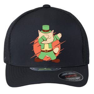 St Patrick's Day Cat Dabbing Dab Funny Gift Flexfit Unipanel Trucker Cap