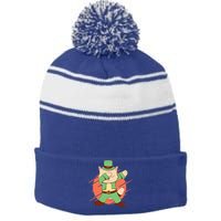 St Patrick's Day Cat Dabbing Dab Funny Gift Stripe Pom Pom Beanie