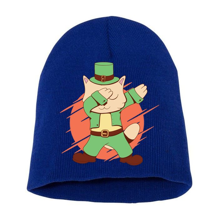 St Patrick's Day Cat Dabbing Dab Funny Gift Short Acrylic Beanie