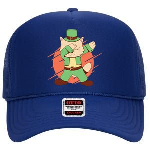 St Patrick's Day Cat Dabbing Dab Funny Gift High Crown Mesh Back Trucker Hat