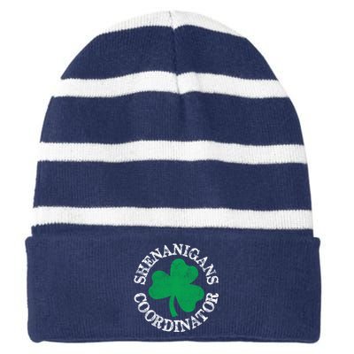 St Patricks Day Irish Shenanigans Coordinator Shamrock Striped Beanie with Solid Band