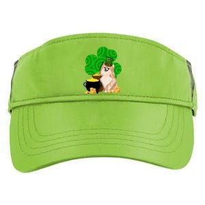 St Paddys Day Shamrock Dog Lover Pomeranian Clover Gift Adult Drive Performance Visor