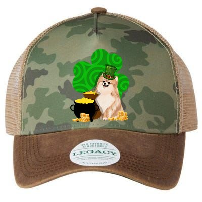 St Paddys Day Shamrock Dog Lover Pomeranian Clover Gift Legacy Tie Dye Trucker Hat