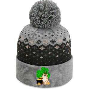 St Paddys Day Shamrock Dog Lover Pomeranian Clover Gift The Baniff Cuffed Pom Beanie