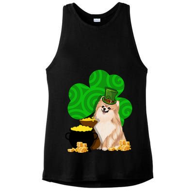 St Paddys Day Shamrock Dog Lover Pomeranian Clover Gift Ladies PosiCharge Tri-Blend Wicking Tank