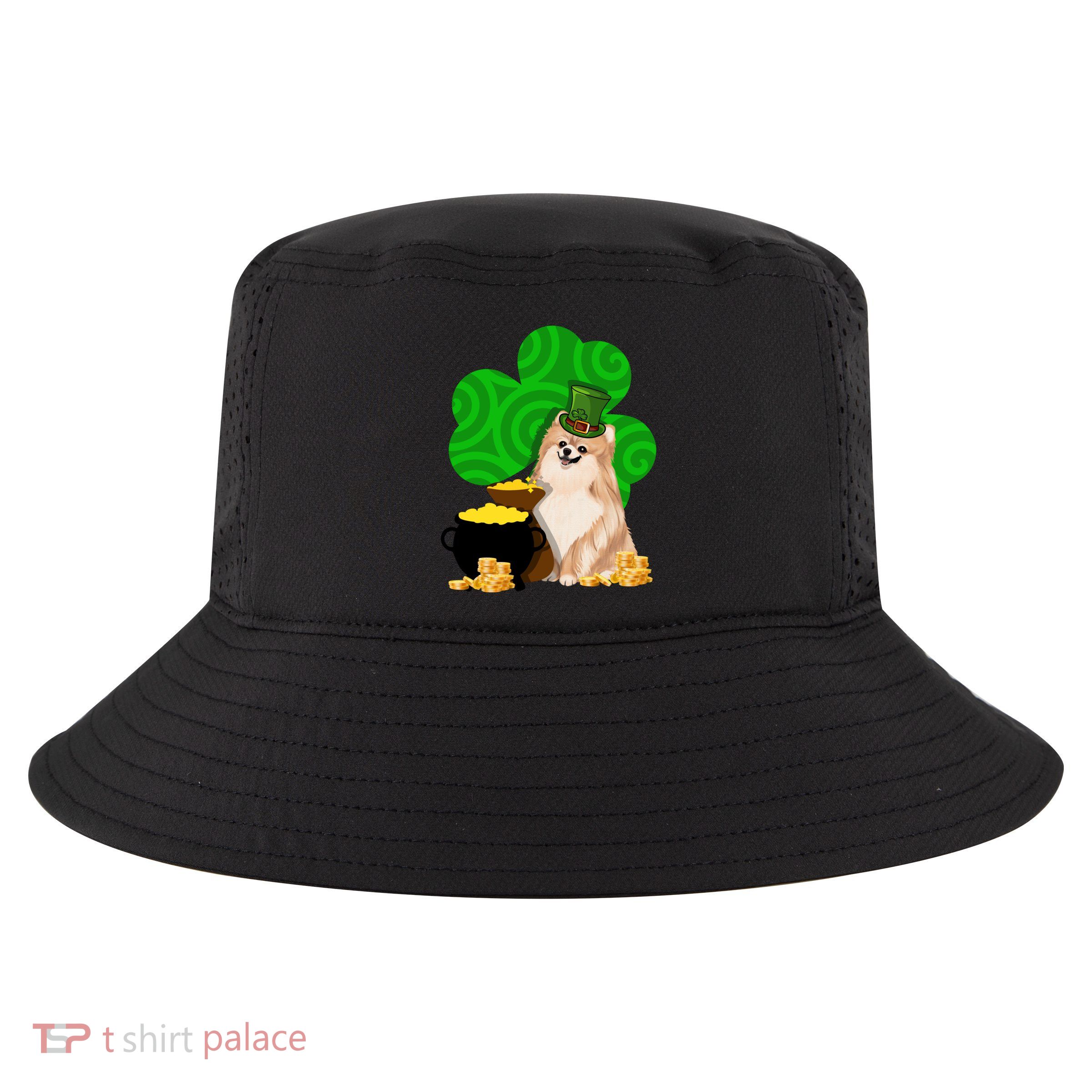 St Paddys Day Shamrock Dog Lover Pomeranian Clover Gift Cool Comfort Performance Bucket Hat