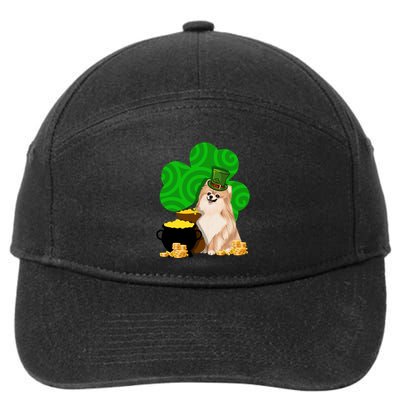 St Paddys Day Shamrock Dog Lover Pomeranian Clover Gift 7-Panel Snapback Hat