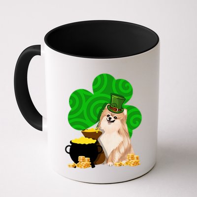 St Paddys Day Shamrock Dog Lover Pomeranian Clover Gift Mug