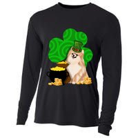 St Paddys Day Shamrock Dog Lover Pomeranian Clover Gift Cooling Performance Long Sleeve Crew