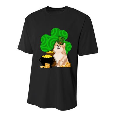 St Paddys Day Shamrock Dog Lover Pomeranian Clover Gift Youth Performance Sprint T-Shirt