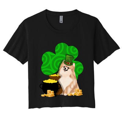 St Paddys Day Shamrock Dog Lover Pomeranian Clover Gift Crop Top
