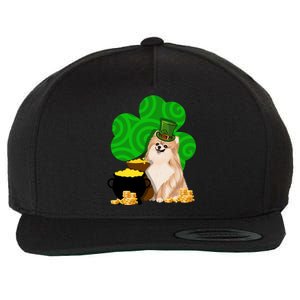 St Paddys Day Shamrock Dog Lover Pomeranian Clover Gift Wool Snapback Cap