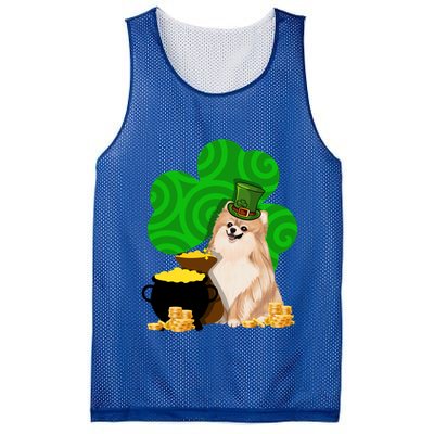 St Paddys Day Shamrock Dog Lover Pomeranian Clover Gift Mesh Reversible Basketball Jersey Tank