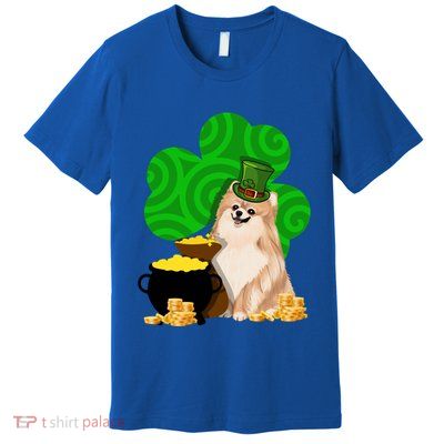St Paddys Day Shamrock Dog Lover Pomeranian Clover Gift Premium T-Shirt