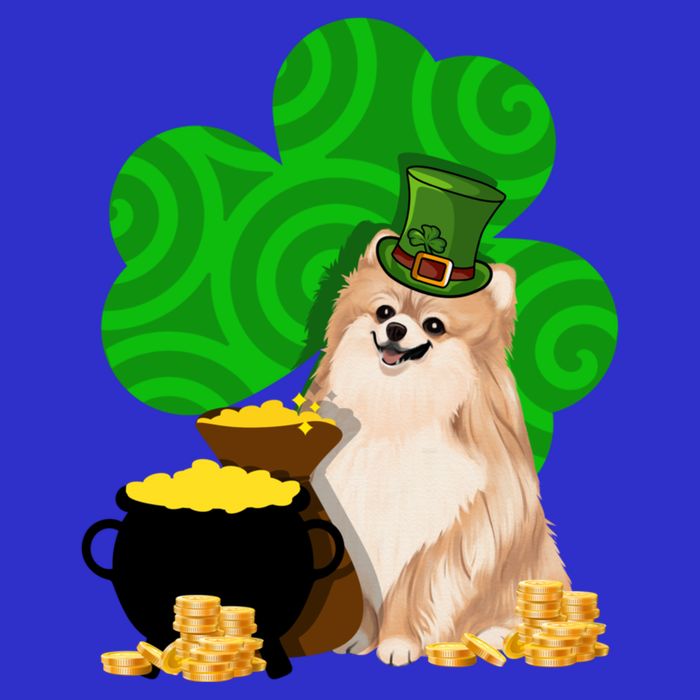 St Paddys Day Shamrock Dog Lover Pomeranian Clover Gift Short Acrylic Beanie