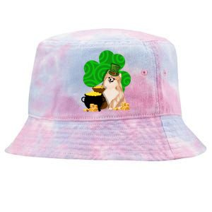 St Paddys Day Shamrock Dog Lover Pomeranian Clover Gift Tie-Dyed Bucket Hat