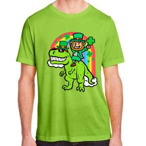 St Patricks Day Leprechaun On Dino Saint Paddys Boy Adult ChromaSoft Performance T-Shirt