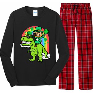 St Patricks Day Leprechaun On Dino Saint Paddys Boy Long Sleeve Pajama Set