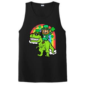 St Patricks Day Leprechaun On Dino Saint Paddys Boy PosiCharge Competitor Tank