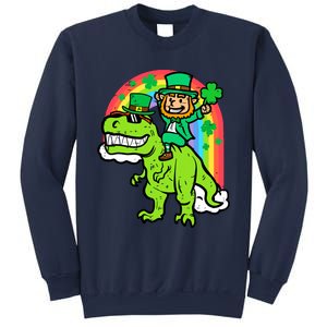 St Patricks Day Leprechaun On Dino Saint Paddys Boy Sweatshirt