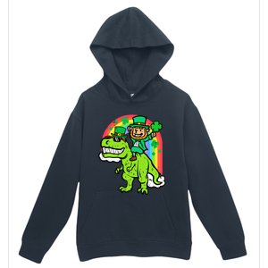 St Patricks Day Leprechaun On Dino Saint Paddys Boy Urban Pullover Hoodie