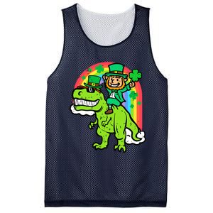 St Patricks Day Leprechaun On Dino Saint Paddys Boy Mesh Reversible Basketball Jersey Tank