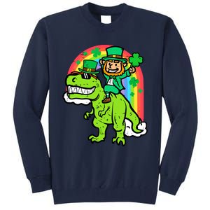 St Patricks Day Leprechaun On Dino Saint Paddys Boy Tall Sweatshirt