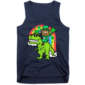 St Patricks Day Leprechaun On Dino Saint Paddys Boy Tank Top