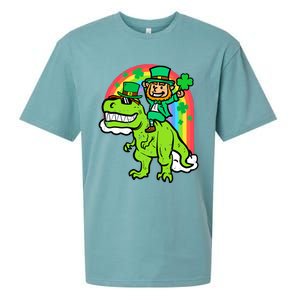 St Patricks Day Leprechaun On Dino Saint Paddys Boy Sueded Cloud Jersey T-Shirt