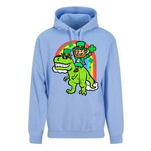 St Patricks Day Leprechaun On Dino Saint Paddys Boy Unisex Surf Hoodie