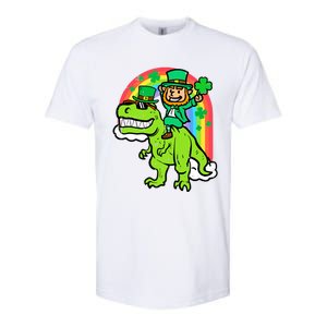 St Patricks Day Leprechaun On Dino Saint Paddys Boy Softstyle CVC T-Shirt